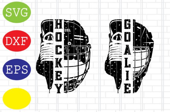 Distressed Split Hockey Goalie Helmet Graphics for Crafts