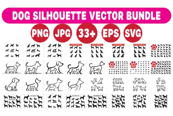 Dog Silhouette Vector Bundle: A Graphics Asset for Modern Content Creators