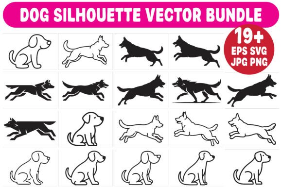 Dog Silhouette Vector Bundle: A Versatile Graphic Design Asset for Crafts and Merch