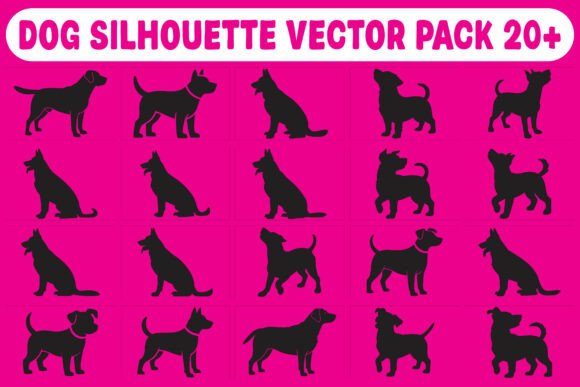 Dog Silhouette Vector Pack for Crafts and Graphics