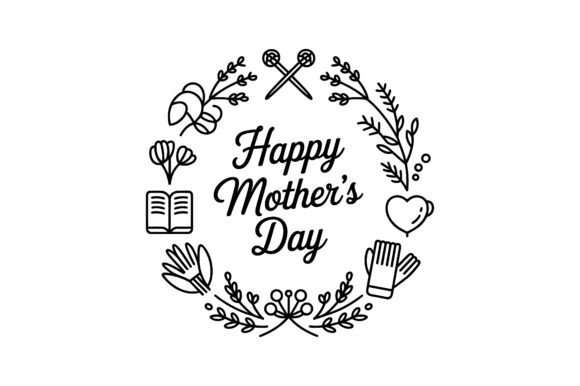 Elegant Mother’s Day Floral Wreath Graphic for Crafts and Graphics