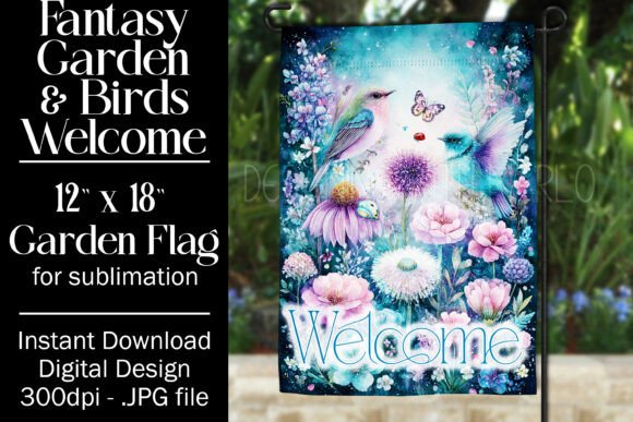 Fantasy Bird Garden Flag Sublimation 9: A Versatile Graphic Design Asset for Creative Publishing