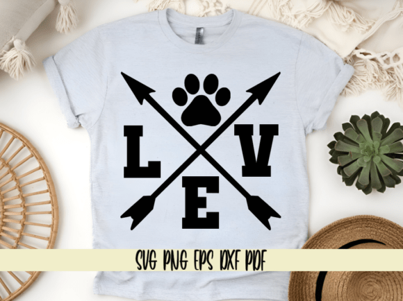 Love with Paw Print and Arrows Crossed: A Versatile Graphic Design Asset for Content Creators