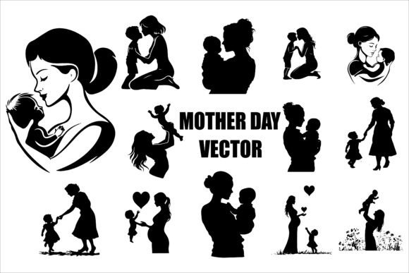 Mother’s Day Silhouette Vector Set: A Designer’s Perspective on Crafts and Graphics