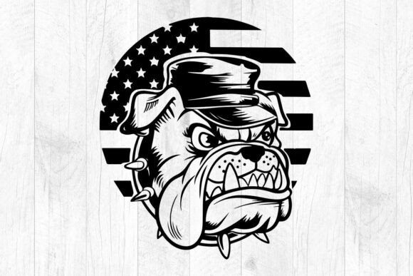 US Bulldog Wearing a Military Cap – A Solid Graphic Design Asset for Crafts